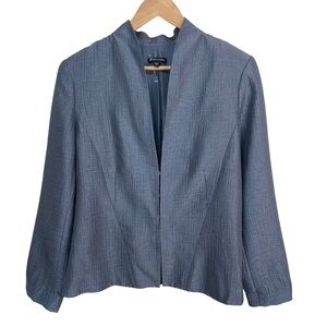 Eileen Fisher Silk Blazer Size Small Slate Gray Blue Textured Office Work
